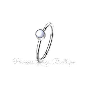Silver Illuminating Stone Bendable Hoop Nose Septum Ring‎